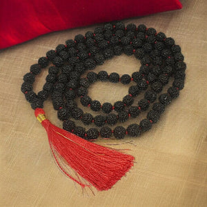 Original Black Rudraksha Mala - 108+1 Beads — worn on wrist