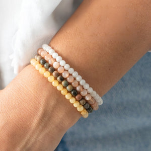 Cancer Zodiac Energy Stone Stack of 4 Bracelet