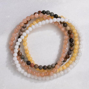 Cancer Zodiac Energy Stone Stack of 4 Bracelet