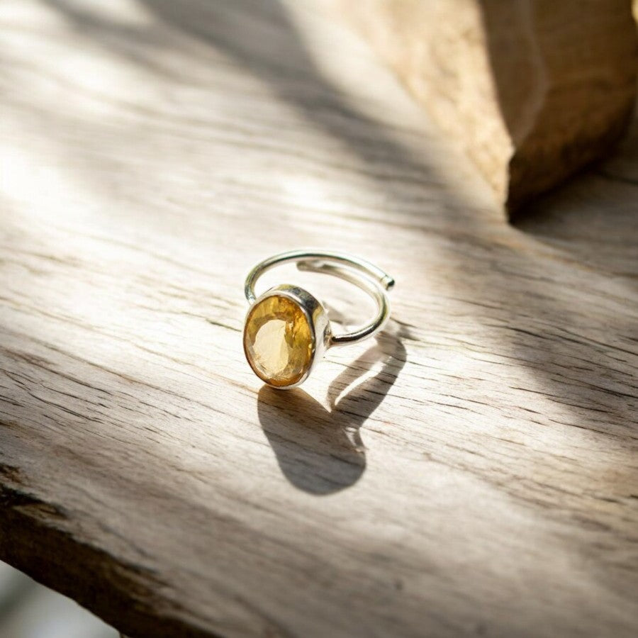 Natural Citrine Stone Ring