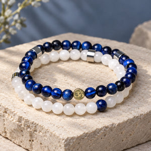 Soultheory Clarity Bracelet Duo - Lapis Lazuli, Tiger's Eye & White Jade (Set of 2) - hero product photograph