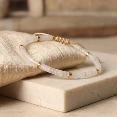 Natural clear quartz 4mm stone bracelet with gold accent beads for clarity and energy - Soultheory India