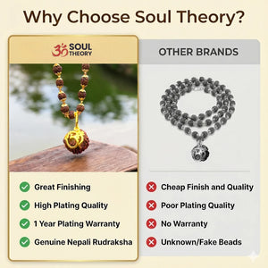 7 Mukhi Rudraksha Necklace Om Shree Design Gold Plated Original Nepali