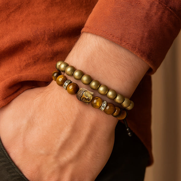 Wealth Magnet Combo - Pyrite Wealth x Tiger Eye Buddha Protection & Confidence Bracelet