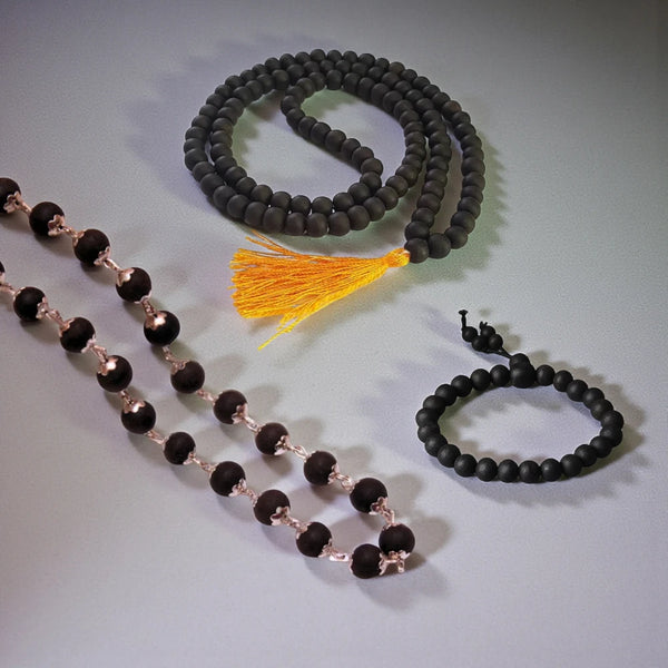 Karungali Trio Combo (Bracelet x Silver Cap Malai x Mala 108+1)