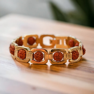 Gold Plated Essential Rudraksha Bracelet - Soultheory certified