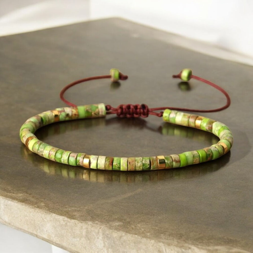 Green Imperial Jasper Natural Stone Bracelet – Balance, Protection & Inner Peace
