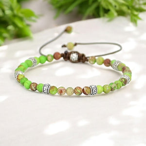 Tibetan Energy Green Imperial Jasper Natural Stone Bracelet