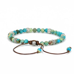 Blue Imperial Jasper Natural Stone Bracelet For Stress Relief, Protection, and Spiritual Growth