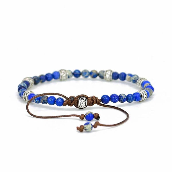 Navy Blue Imperial Jasper Natural Stone Bracelet for Serenity, Strength, and Protection