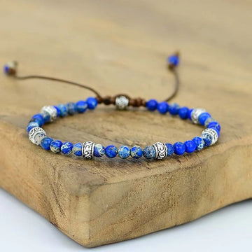 Navy Blue Imperial Jasper Natural Stone Bracelet for Serenity, Strength, and Protection
