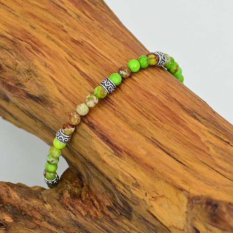 Tibetan Energy Green Imperial Jasper Natural Stone Bracelet