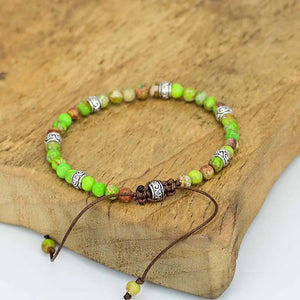 Tibetan Energy Green Imperial Jasper Natural Stone Bracelet