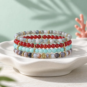Soultheory Healthy 4 mm bracelet stack with Labradorite, Carnelian - hero product photograph
