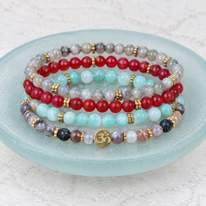 Soultheory Healthy 4 mm bracelet stack with Labradorite, Carnelian - close product detail