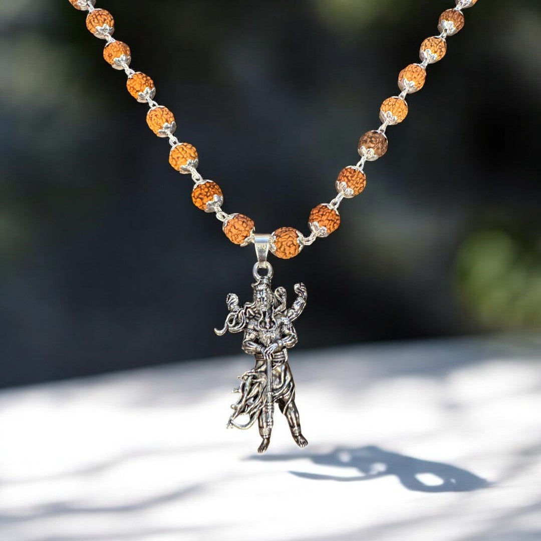 Lord Shiva Modern Rudraksha Mala Silver Plated