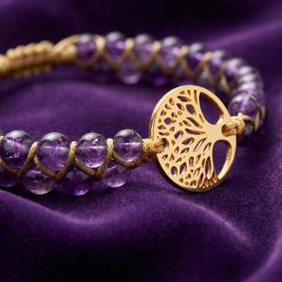 Amethyst Stone Tree of Life Bracelet - Soultheory certified