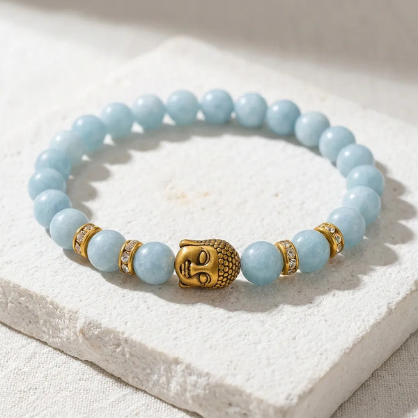 Aquamarine Natural Stone Buddha Bracelet
