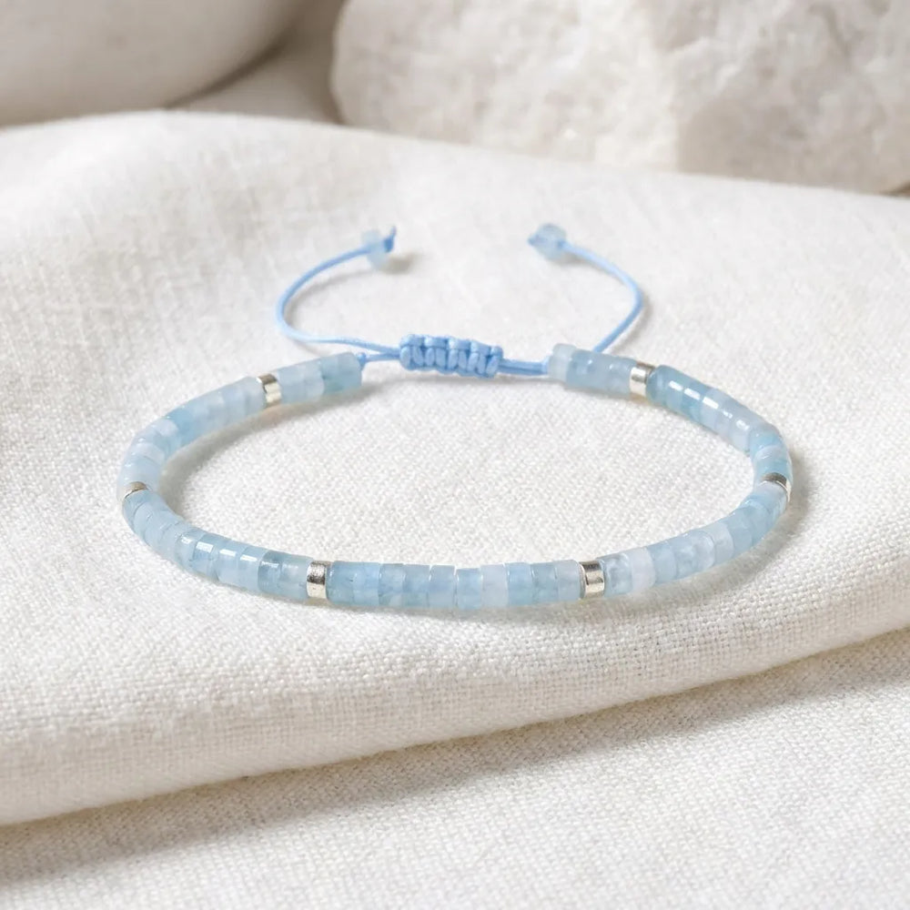Aquamarine Natural Stone Bracelet – Stone of Serenity, Clarity, and Protection