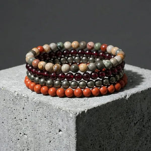 Aries Zodiac Energy Stone Stack of 4 Bracelet