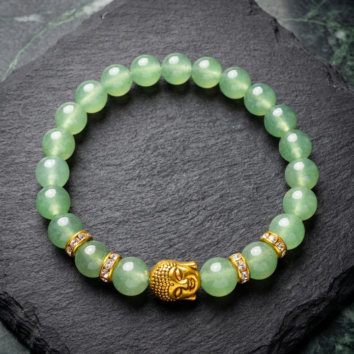 Green Aventurine Natural Buddha Stone Bracelet - Soultheory certified