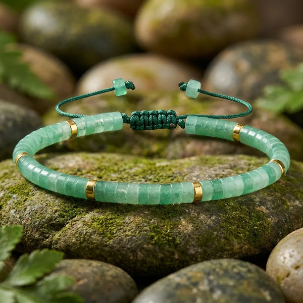 Green Aventurine Natural Stone Bracelet for Luck, Prosperity, and Emotional Healing