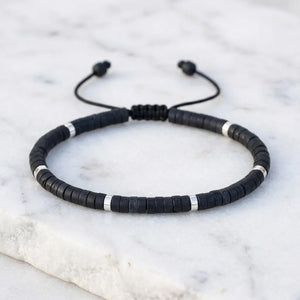 Black Onyx Natural Stone Bracelet for Stone of Protection, Strength & Focus — Soultheory certified