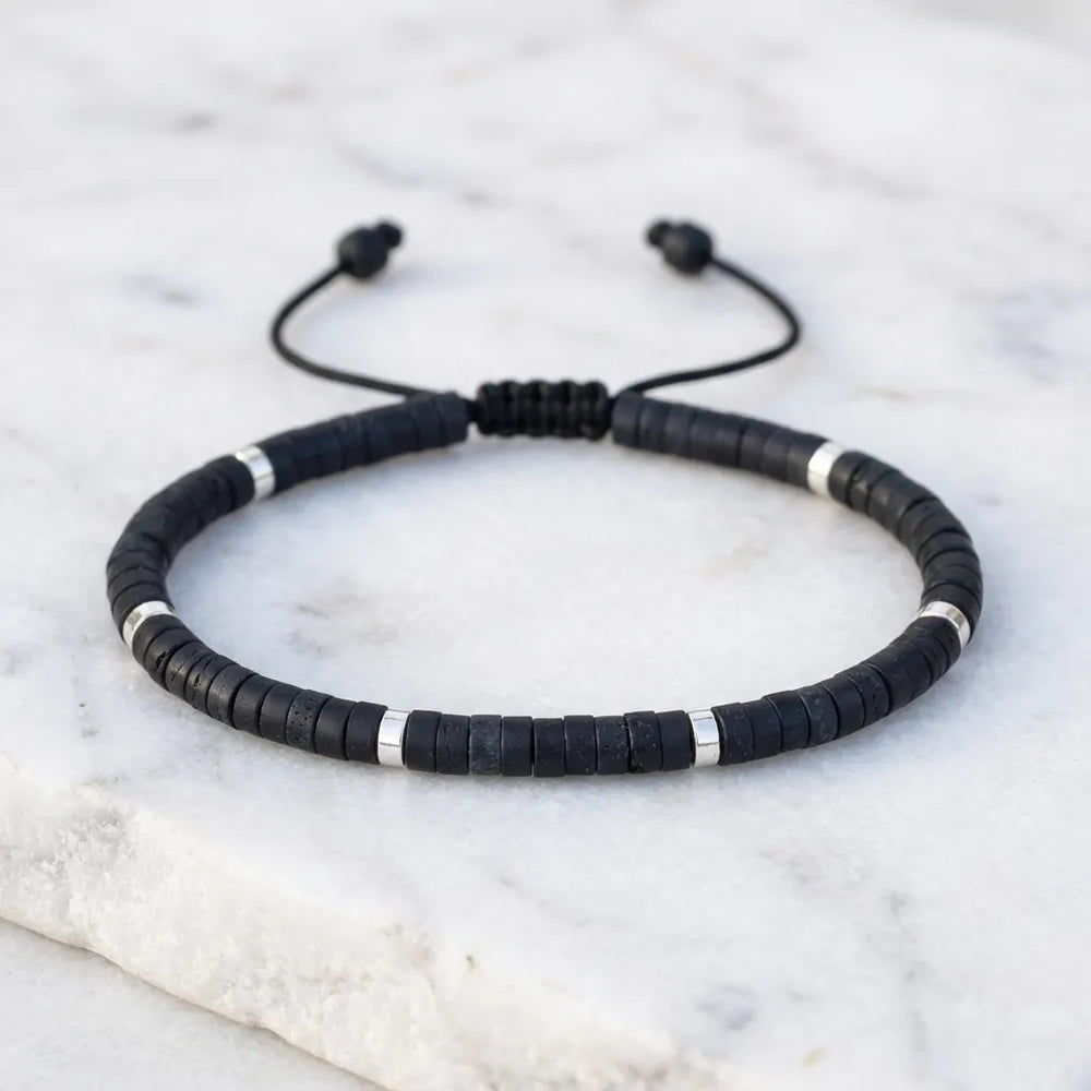 Black Onyx Natural Stone Bracelet for Stone of Protection, Strength & Focus