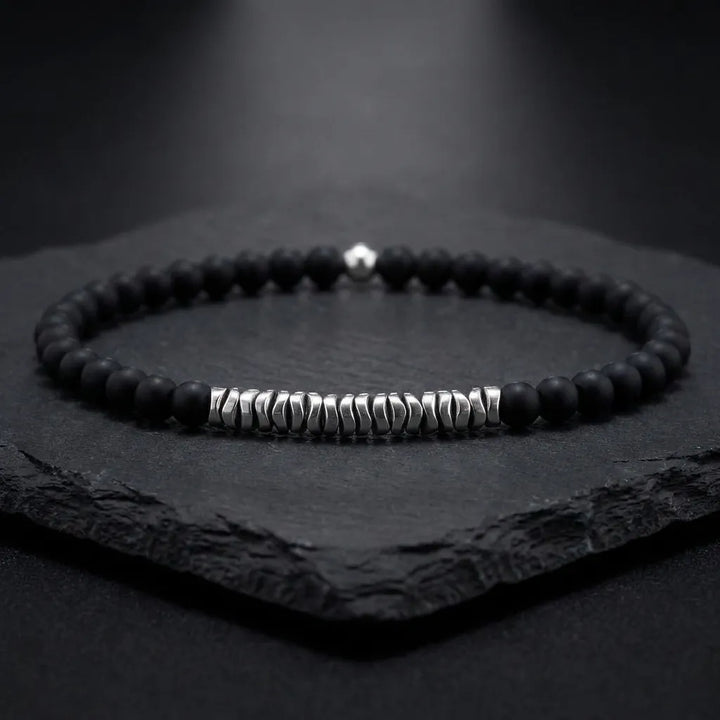 Black Onyx Matte Natural Stone Bracelet - Soultheory certified