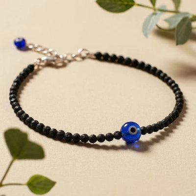 Black Tourmaline Anklet with Evil Eye (Nazar) Charm - Soultheory certified