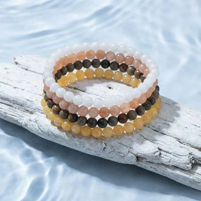 Cancer Zodiac Energy Stone Stack of 4 Bracelet - Soultheory certified
