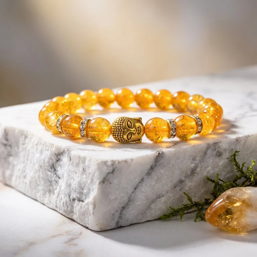 Citrine Natural Stone Buddha Bracelet