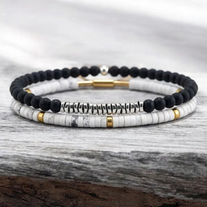 Distance Couple Set: Black Onyx & White Howlite Connection Couple Combo