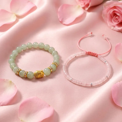 Heart Connection: Green Aventurine & Rose Quartz Couple Combo - Soultheory certified