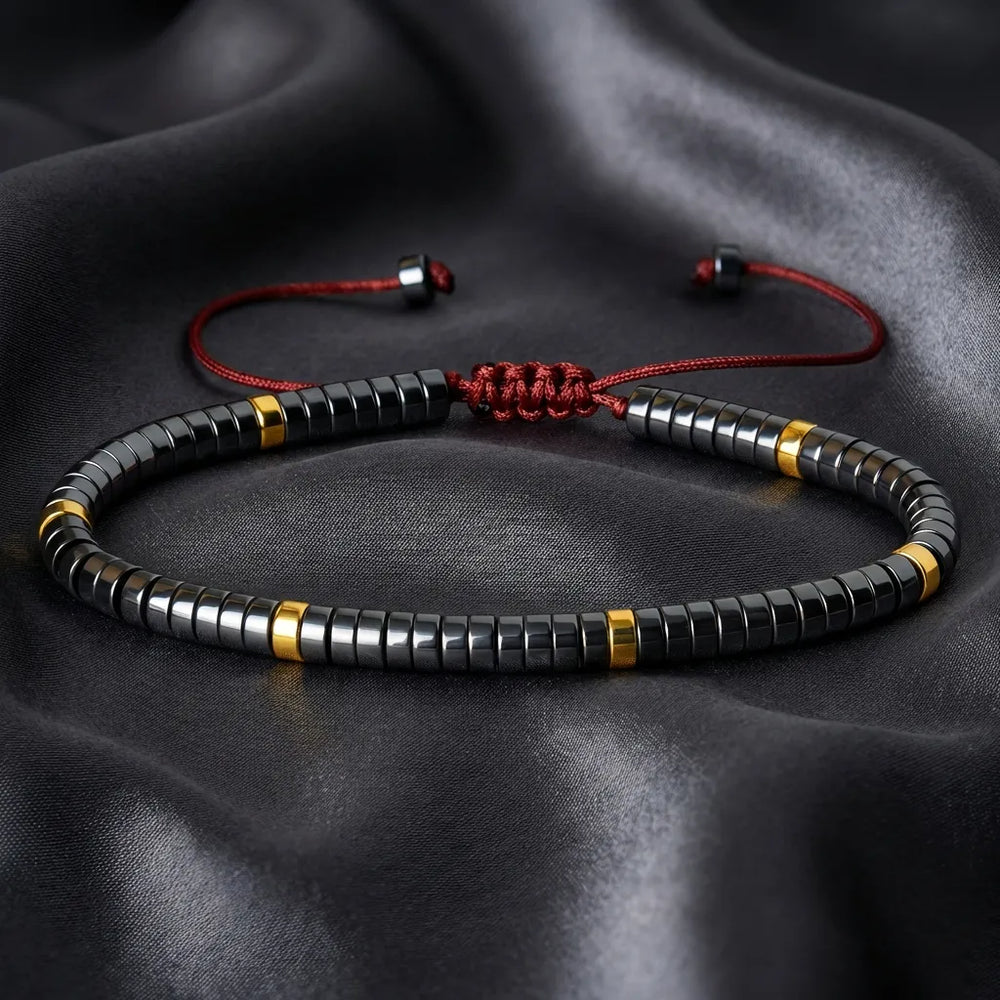 Hematite Natural Stone Bracelet for Grounding, Focus, and Protection