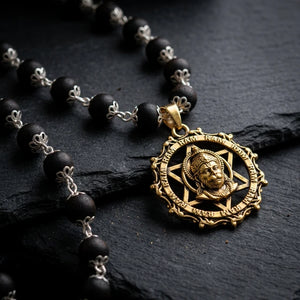 Karungali Necklace with Hanuman Gold Plated Pendant