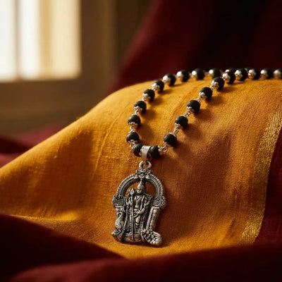 Lord Murugan Karungali Malai Silver Gold Cap Certified - Soultheory certified