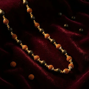 Karungali Rudraksha Malai Gold Silver Cap Plated Necklace — image 5