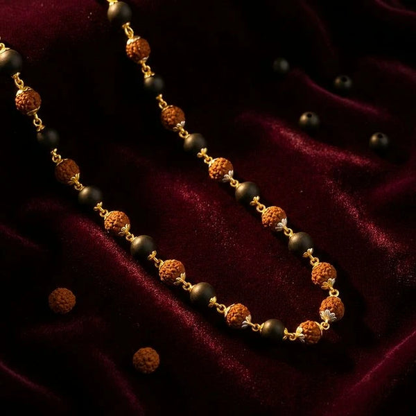 Karungali Rudraksha Malai Gold Silver Cap Plated Necklace — image 5