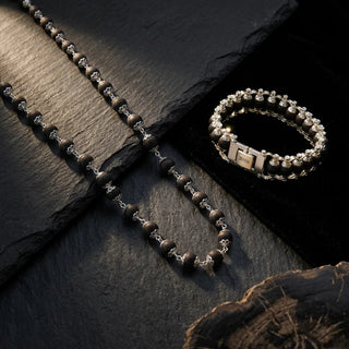 Karungali Malai Silver Cap + Karungali Silver Plated Bracelet Modern
