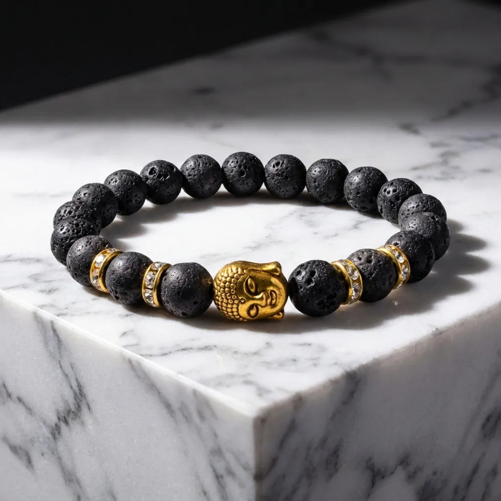 Lava Rock Natural Stone Buddha Bracelet