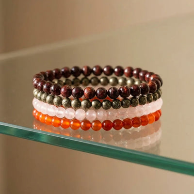 Leo Zodiac Energy Stone Stack of 4 Bracelet - Soultheory certified