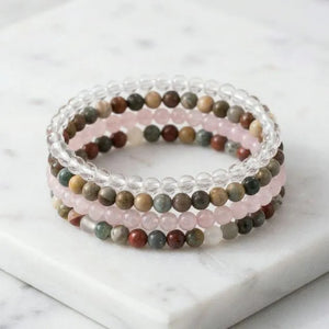 Libra Zodiac Energy Stone Stack of 4 Bracelet