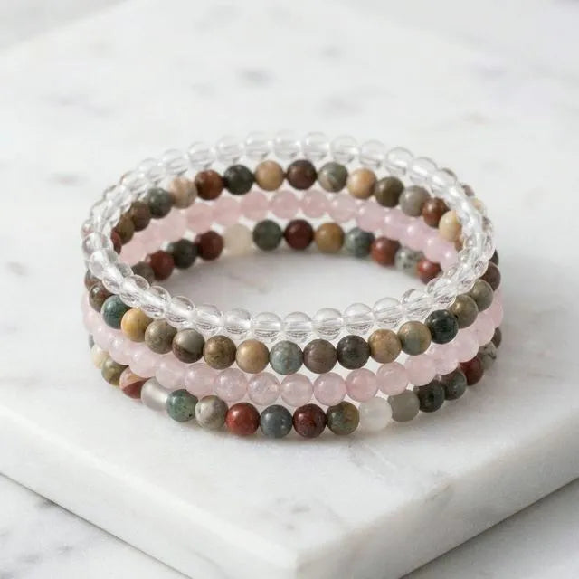 Libra Zodiac Energy Stone Stack of 4 Bracelet - Soultheory certified