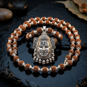 Mahakal Rudraksha Mala Silver Plated — detail view