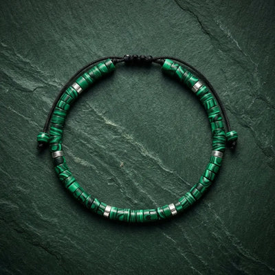 Malachite Natural Stone Bracelet for Stone of Protection, Transformation & Inner Strength - Soultheory certified