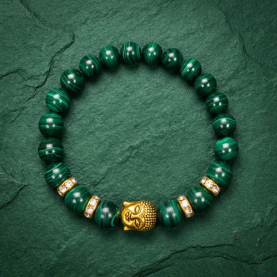 Original Malachite Natural Stone Buddha Bracelet - Soultheory certified