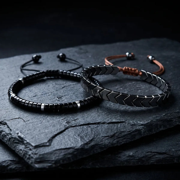 Nazar Suraksha: Black Onyx & Hematite Protection Couple Combo