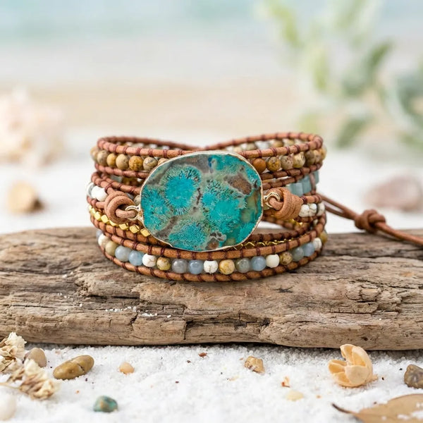 Healing Ocean Jasper Stone Wrap Bracelet