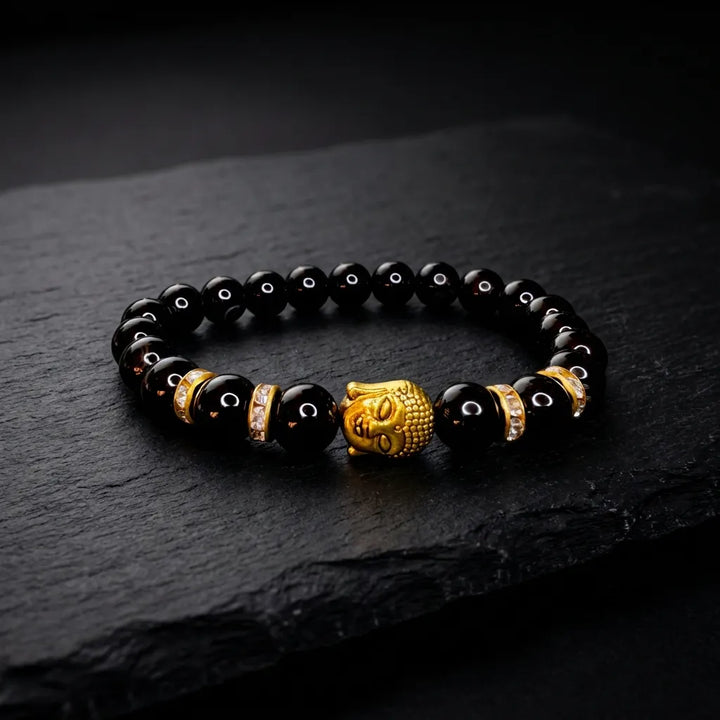 Black Onyx Natural Stone Buddha Bracelet - Soultheory certified